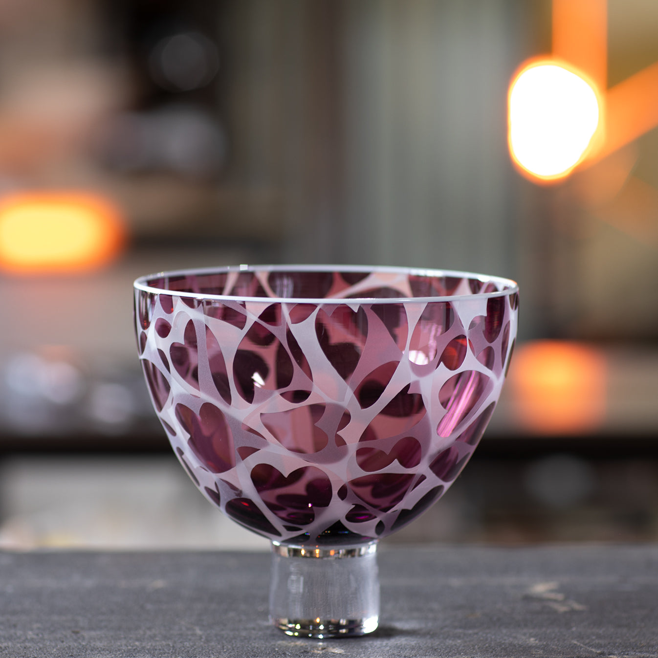 Heart Bowl - Transparent Heliotrope, White Lip Wrap