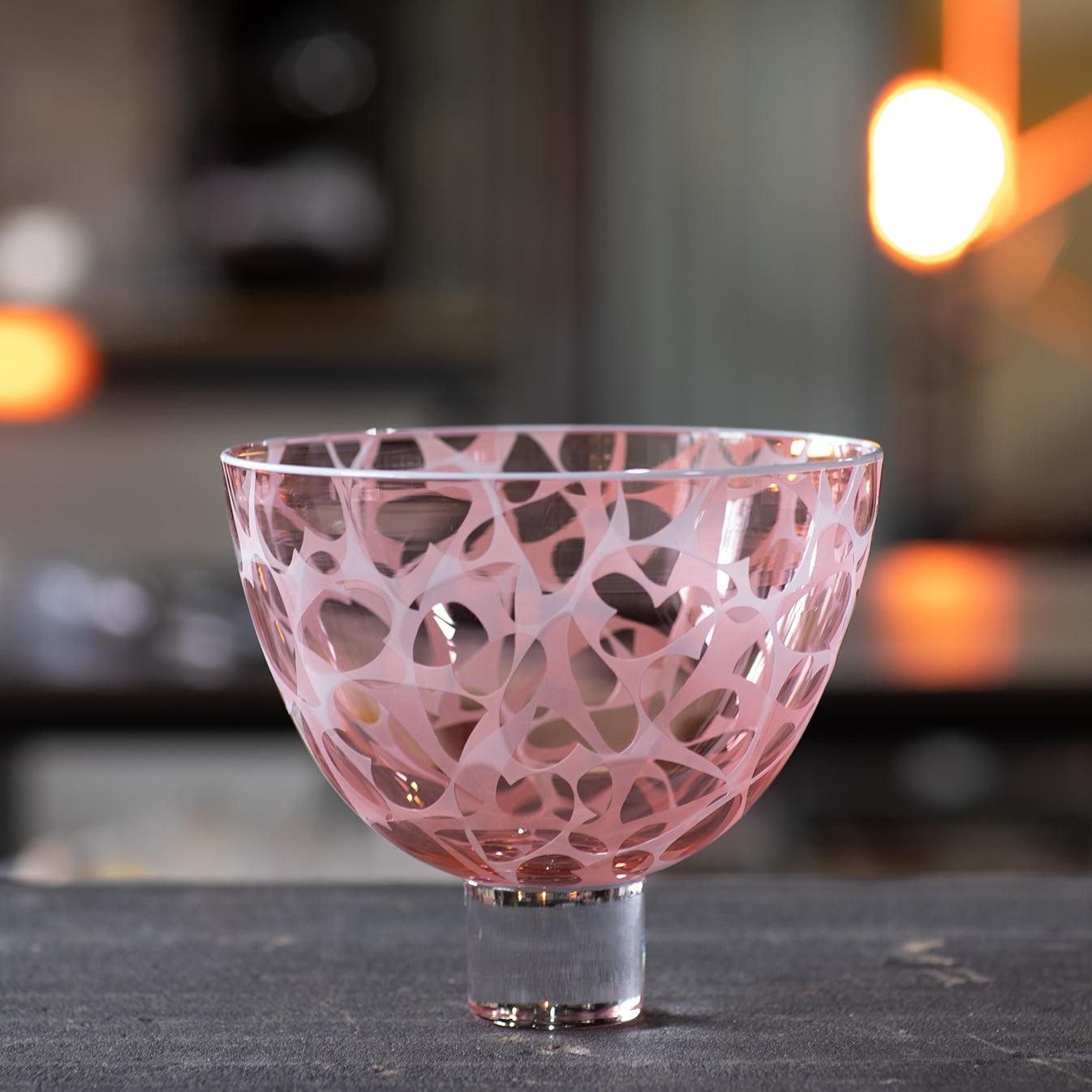 Heart Bowl - Transparent Warm Pink, White Lip Wrap