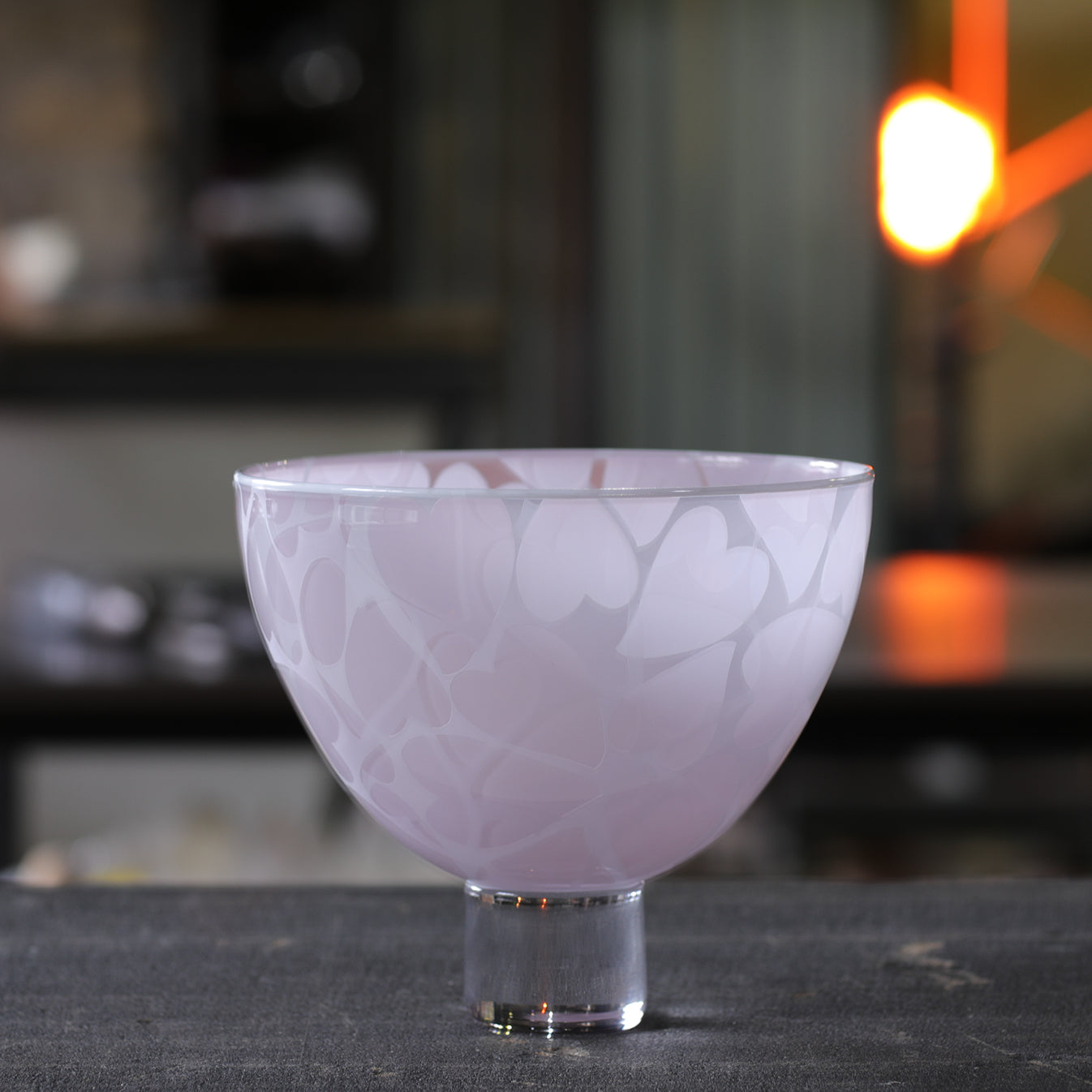 Heart Bowl - Pale Opaque Pink, White Lip Wrap