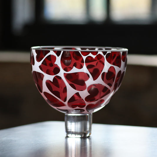Heart Bowl -  Transparent Ruby, White Lip Wrap