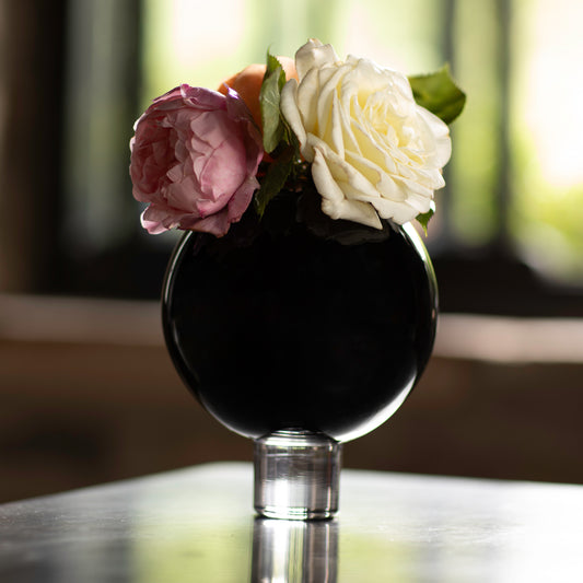 Large Black Round Vase
