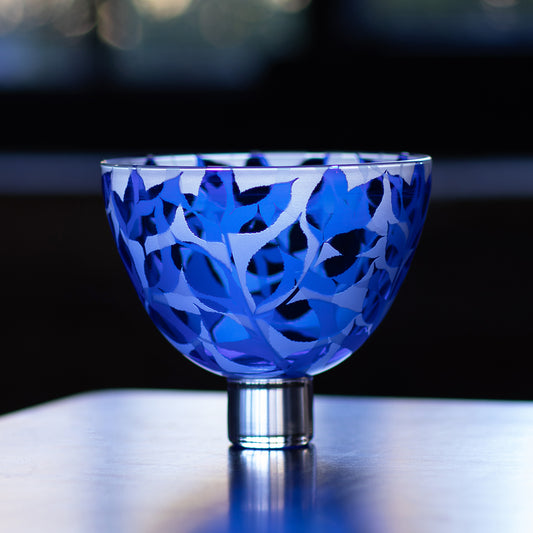 Dancing Leaves - Cobalt Blue with Clear Glass Rim