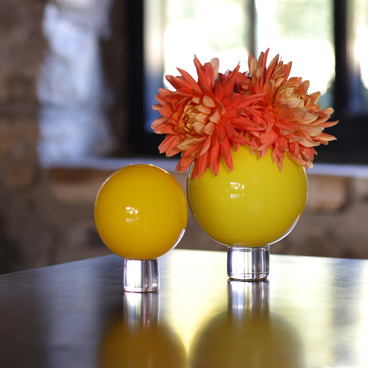 Large Yellow Round Vase