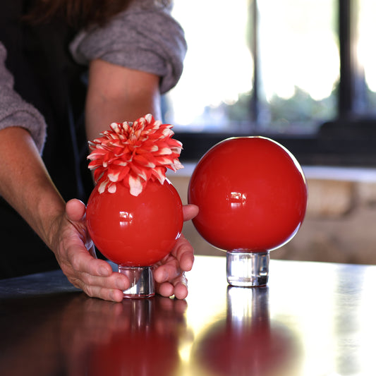 Large Red Round Vase